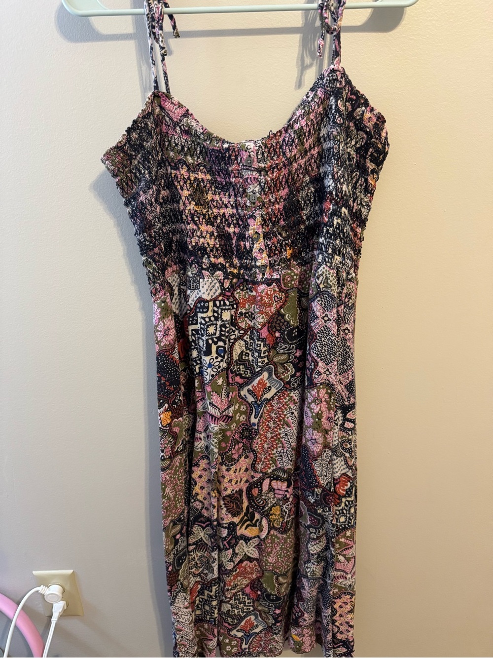 LOFT Pink & Black Paisley Midi Dress